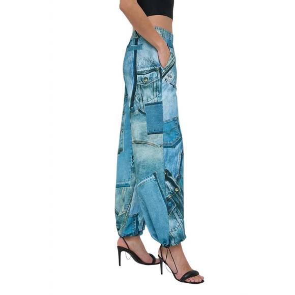 NEW VERSACE denim print gympants in bonnie light blue - Picture 3 of 4